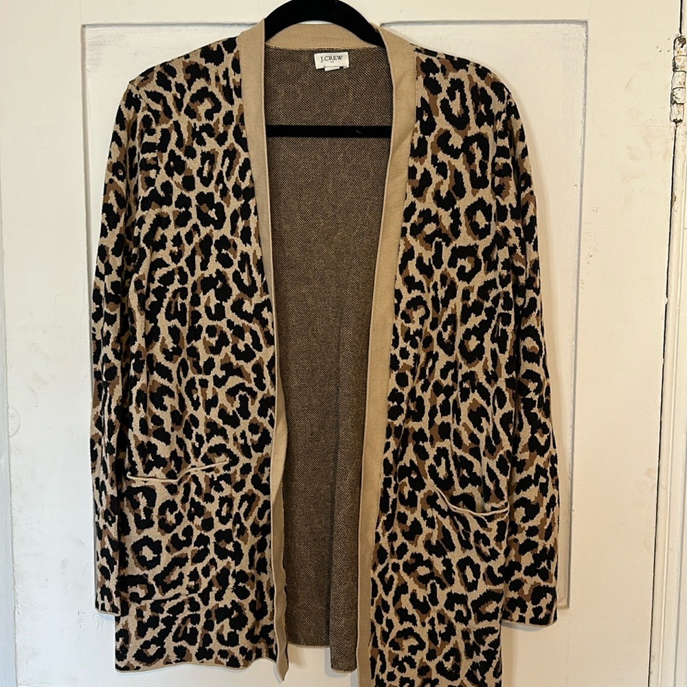 J Crew cheetah cardigan